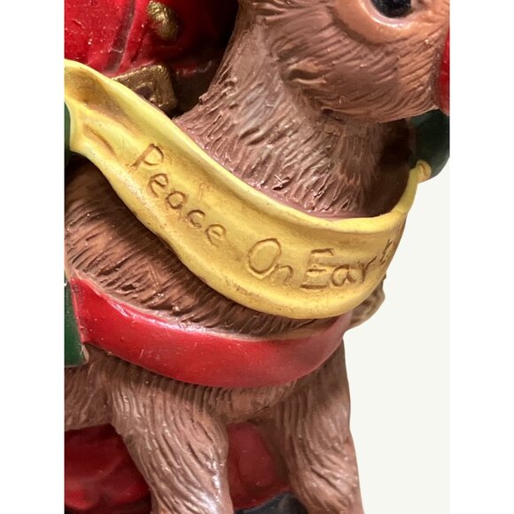 Christmas Handpainted Vintage Stocking Hanger Santa W/Reindeer Adjustable - Picture 3 of 12
